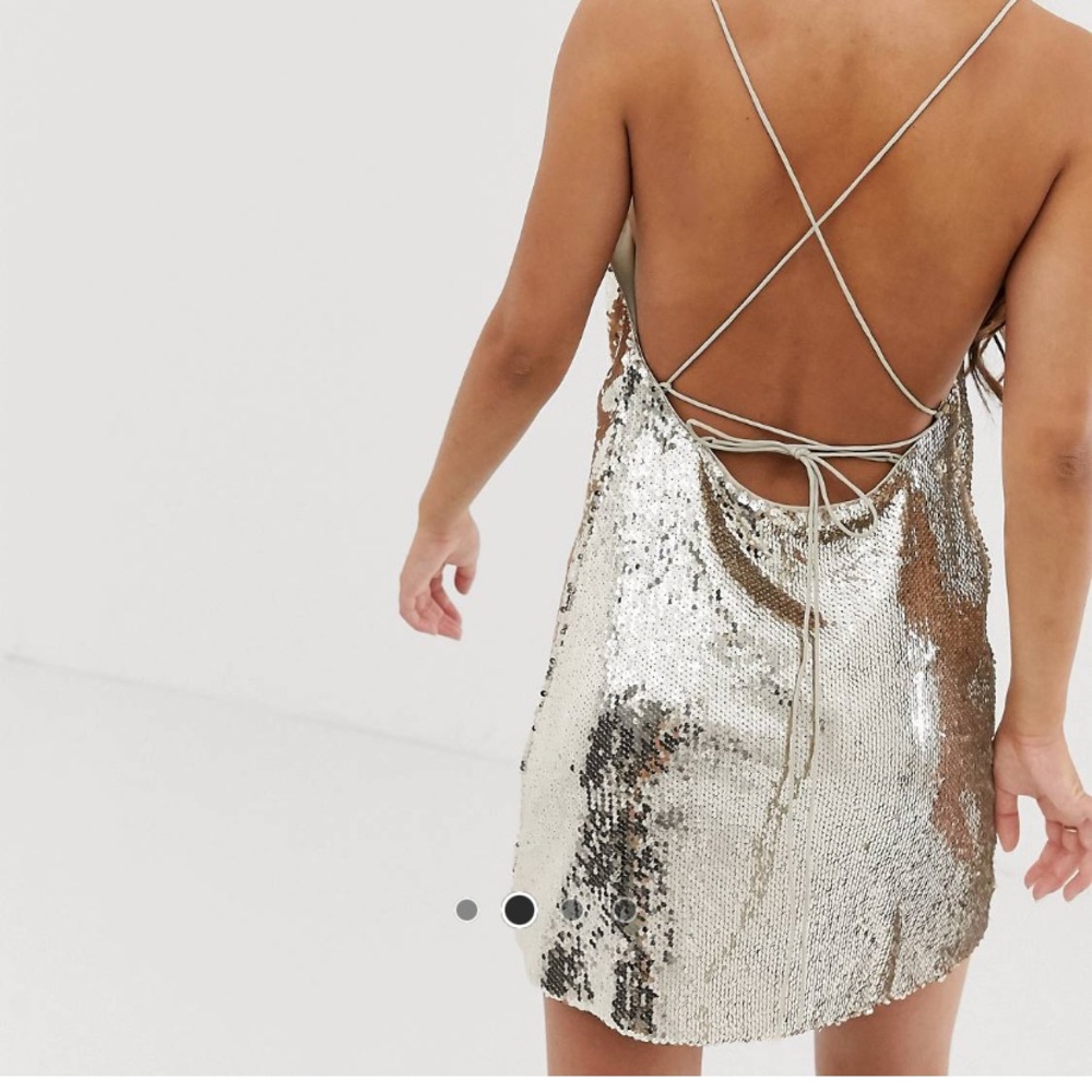 ASOS Cowl Neck Sequin Dress l Lace up back